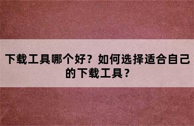 下载工具哪个好？如何选择适合自己的下载工具？