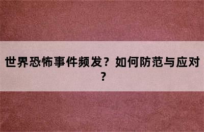 世界恐怖事件频发？如何防范与应对？