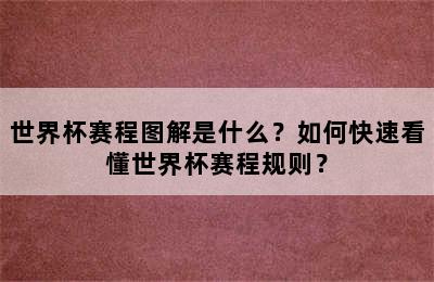 世界杯赛程图解是什么？如何快速看懂世界杯赛程规则？