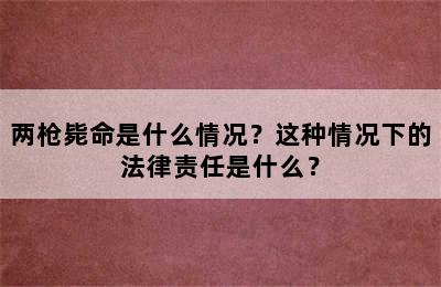 两枪毙命是什么情况？这种情况下的法律责任是什么？