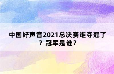 中国好声音2021总决赛谁夺冠了？冠军是谁？