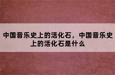 中国音乐史上的活化石，中国音乐史上的活化石是什么