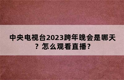 中央电视台2023跨年晚会是哪天？怎么观看直播？