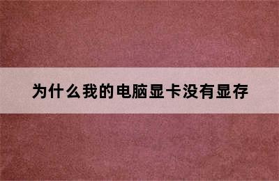 为什么我的电脑显卡没有显存