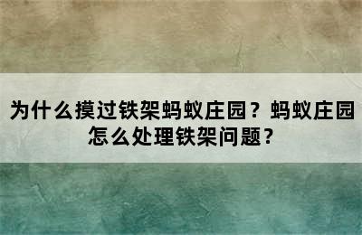 为什么摸过铁架蚂蚁庄园？蚂蚁庄园怎么处理铁架问题？