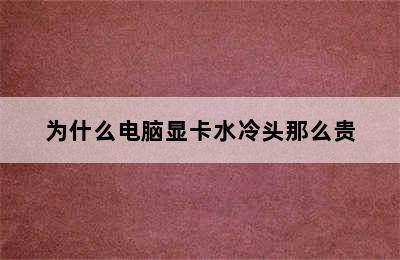 为什么电脑显卡水冷头那么贵