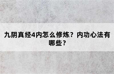 九阴真经4内怎么修炼？内功心法有哪些？