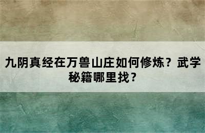 九阴真经在万兽山庄如何修炼？武学秘籍哪里找？