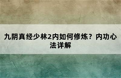 九阴真经少林2内如何修炼？内功心法详解