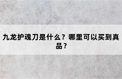 九龙护魂刀是什么？哪里可以买到真品？