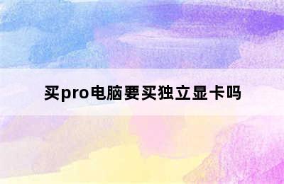 买pro电脑要买独立显卡吗