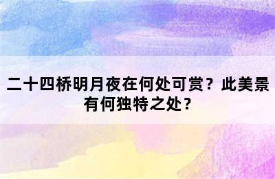 二十四桥明月夜在何处可赏？此美景有何独特之处？