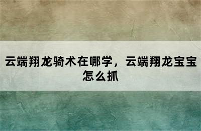 云端翔龙骑术在哪学，云端翔龙宝宝怎么抓