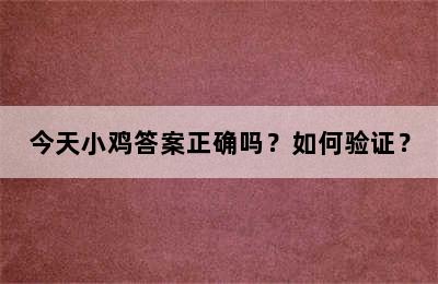 今天小鸡答案正确吗？如何验证？