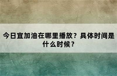 今日宜加油在哪里播放？具体时间是什么时候？