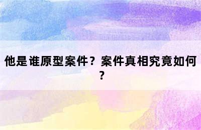 他是谁原型案件？案件真相究竟如何？