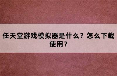 任天堂游戏模拟器是什么？怎么下载使用？