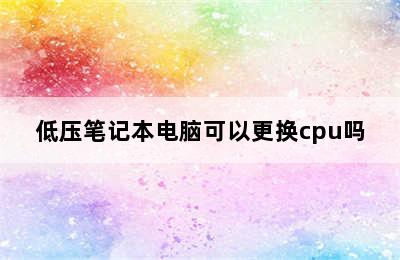 低压笔记本电脑可以更换cpu吗