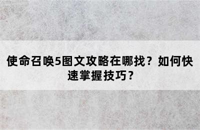 使命召唤5图文攻略在哪找？如何快速掌握技巧？