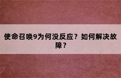 使命召唤9为何没反应？如何解决故障？