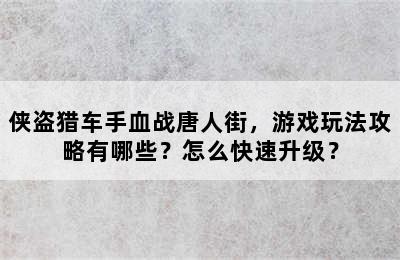 侠盗猎车手血战唐人街，游戏玩法攻略有哪些？怎么快速升级？