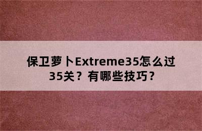 保卫萝卜Extreme35怎么过35关？有哪些技巧？