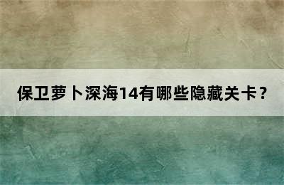 保卫萝卜深海14有哪些隐藏关卡？