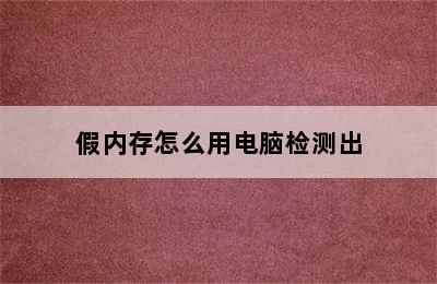 假内存怎么用电脑检测出