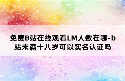 免费B站在线观看LM人数在哪-b站未满十八岁可以实名认证吗