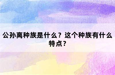 公孙离种族是什么？这个种族有什么特点？