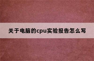 关于电脑的cpu实验报告怎么写