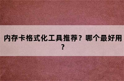 内存卡格式化工具推荐？哪个最好用？