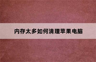 内存太多如何清理苹果电脑