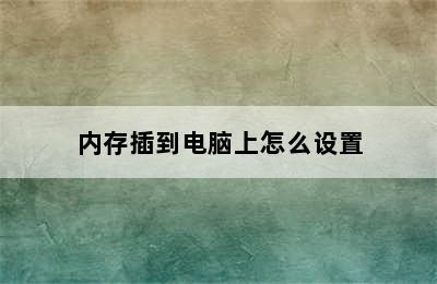 内存插到电脑上怎么设置