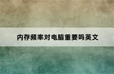 内存频率对电脑重要吗英文