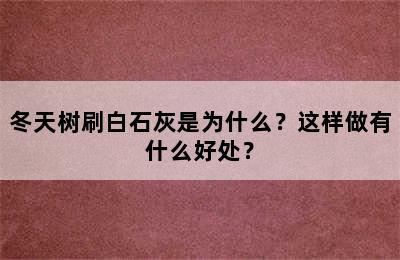 冬天树刷白石灰是为什么？这样做有什么好处？