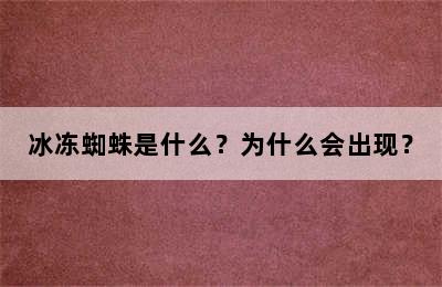 冰冻蜘蛛是什么？为什么会出现？