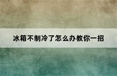 冰箱不制冷了怎么办教你一招