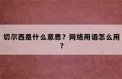 切尔西是什么意思？网络用语怎么用？