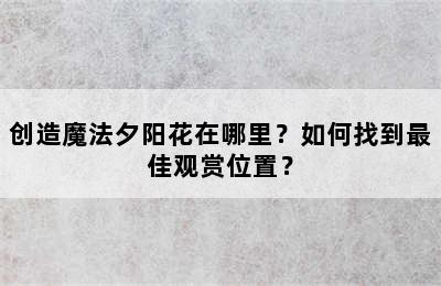 创造魔法夕阳花在哪里？如何找到最佳观赏位置？