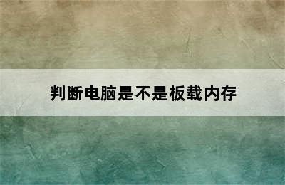 判断电脑是不是板载内存