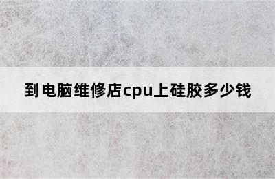 到电脑维修店cpu上硅胶多少钱