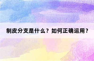 制皮分支是什么？如何正确运用？