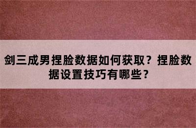 剑三成男捏脸数据如何获取？捏脸数据设置技巧有哪些？