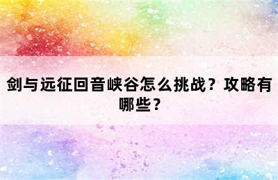 剑与远征回音峡谷怎么挑战？攻略有哪些？