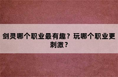 剑灵哪个职业最有趣？玩哪个职业更刺激？