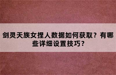 剑灵天族女捏人数据如何获取？有哪些详细设置技巧？