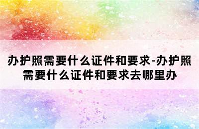 办护照需要什么证件和要求-办护照需要什么证件和要求去哪里办