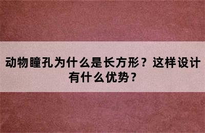 动物瞳孔为什么是长方形？这样设计有什么优势？