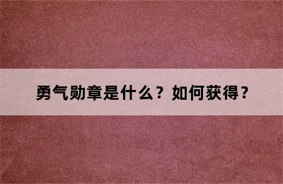 勇气勋章是什么？如何获得？